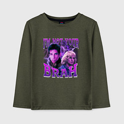 Лонгслив хлопковый детский Im not your brah, цвет: меланж-хаки