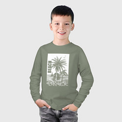 Лонгслив хлопковый детский Пляж пальмы, цвет: авокадо — фото 2