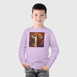 Лонгслив хлопковый детский Космический жираф, цвет: лаванда — фото 2