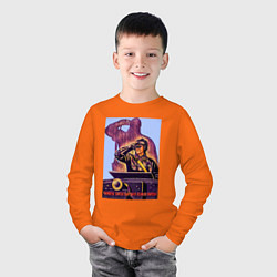 Лонгслив хлопковый детский Воин на страже, цвет: оранжевый — фото 2