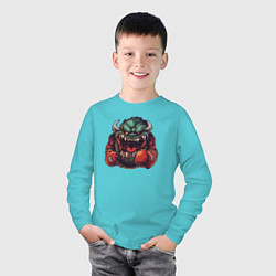 Лонгслив хлопковый детский Боксер-монстр, цвет: бирюзовый — фото 2
