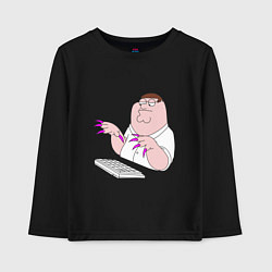 Лонгслив хлопковый детский Питер Гриффен с длинными ногтями, цвет: черный