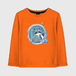 Лонгслив хлопковый детский Енотик акварель, цвет: оранжевый