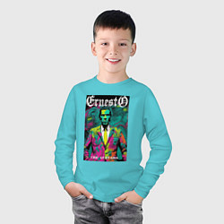 Лонгслив хлопковый детский Эрнесто Че Гевара в современном искусстве, цвет: бирюзовый — фото 2