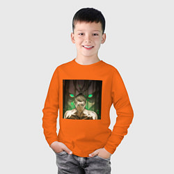 Лонгслив хлопковый детский Эрен Йегер и атакующий титан, цвет: оранжевый — фото 2