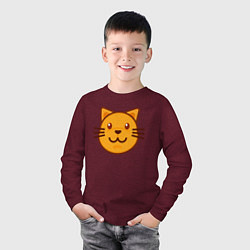 Лонгслив хлопковый детский Оранжевый котик счастлив, цвет: меланж-бордовый — фото 2