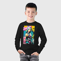 Лонгслив хлопковый детский Барби - крутая девчонка - нейросеть, цвет: черный — фото 2