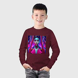 Лонгслив хлопковый детский Девушка в костюме для цирковой гимнастики, цвет: меланж-бордовый — фото 2
