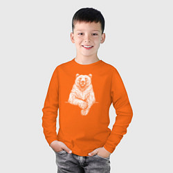 Лонгслив хлопковый детский Медведь сложил лапы, цвет: оранжевый — фото 2