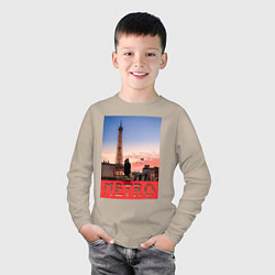 Лонгслив хлопковый детский Moмo - Париж, цвет: миндальный — фото 2