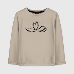 Детский лонгслив Пара лебедей трафарет