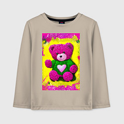 Лонгслив хлопковый детский Розовый мишка плюшевый, цвет: миндальный