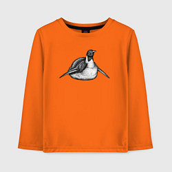 Лонгслив хлопковый детский Пингвин едет с горы, цвет: оранжевый
