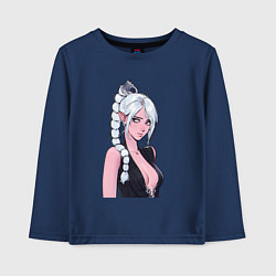 Лонгслив хлопковый детский Шэдоухарт - серебрянные волосы, цвет: тёмно-синий