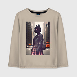 Детский лонгслив Cat fashionista - New York - ai art