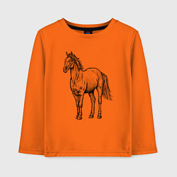 Лонгслив хлопковый детский Лошадь стоит, цвет: оранжевый