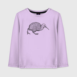 Лонгслив хлопковый детский Птица киви спешит, цвет: лаванда