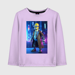 Лонгслив хлопковый детский Homer Simpson - cyberpunk - ai art, цвет: лаванда