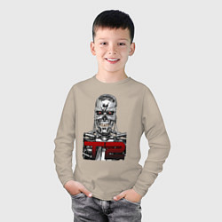 Лонгслив хлопковый детский Terminator 2 T800, цвет: миндальный — фото 2