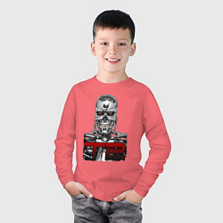Лонгслив хлопковый детский Terminator 2 T800, цвет: коралловый — фото 2