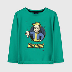 Лонгслив хлопковый детский Burnout - vault boy, цвет: зеленый