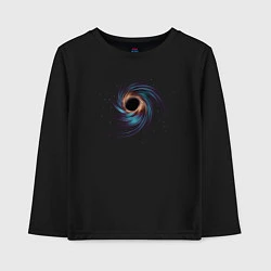 Лонгслив хлопковый детский Черная дыра с планетами и звездами, цвет: черный