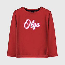 Лонгслив хлопковый детский Ольга в стиле Барби - объемный шрфит, цвет: красный