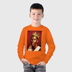 Лонгслив хлопковый детский Jordan king, цвет: оранжевый — фото 2