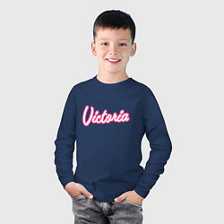 Лонгслив хлопковый детский Виктория в стиле Барби, цвет: тёмно-синий — фото 2