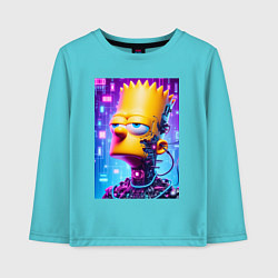 Лонгслив хлопковый детский Cyber Bart Simpson - ai art, цвет: бирюзовый