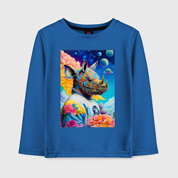 Лонгслив хлопковый детский Инопланетная носорожка - фантазия, цвет: синий