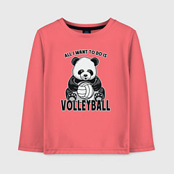 Лонгслив хлопковый детский Panda volleyball, цвет: коралловый