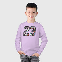 Лонгслив хлопковый детский Джордан 23, цвет: лаванда — фото 2