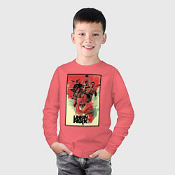 Лонгслив хлопковый детский Chester Bennington - sings, цвет: коралловый — фото 2