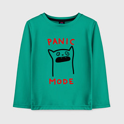 Лонгслив хлопковый детский Panic mode - котик, цвет: зеленый