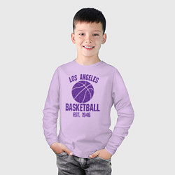 Лонгслив хлопковый детский Basketball Los Angeles, цвет: лаванда — фото 2