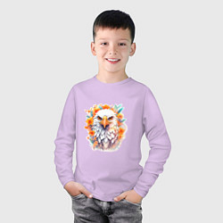 Лонгслив хлопковый детский Орел в цветах, цвет: лаванда — фото 2
