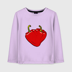 Лонгслив хлопковый детский Сердце из красных перцев как символ любви к еде, цвет: лаванда