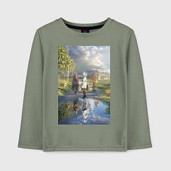 Лонгслив хлопковый детский Фрирен провожающая в путь, цвет: авокадо