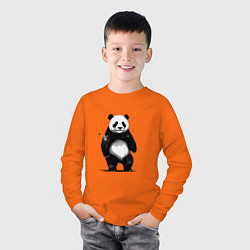 Лонгслив хлопковый детский Панда стоит, цвет: оранжевый — фото 2