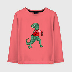 Детский лонгслив Динозавр в новогоднем свитере