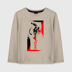 Лонгслив хлопковый детский Боевые искуства black and red, цвет: миндальный