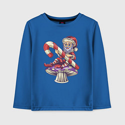 Лонгслив хлопковый детский Санта на грибке, цвет: синий
