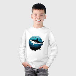 Лонгслив хлопковый детский Акула белая, цвет: белый — фото 2