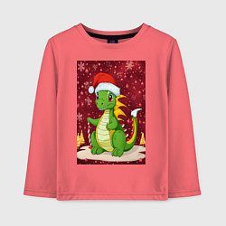 Лонгслив хлопковый детский Рождественский дракон, цвет: коралловый