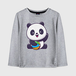 Лонгслив хлопковый детский Панда с мячиком, цвет: меланж
