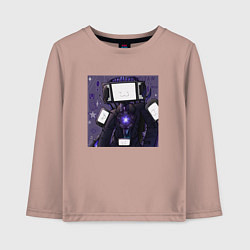 Лонгслив хлопковый детский Funny Titan TV Man, цвет: пыльно-розовый