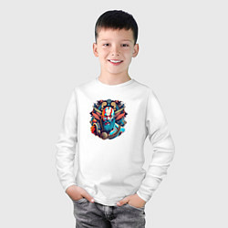 Лонгслив хлопковый детский Воин Викинг Кратос, цвет: белый — фото 2