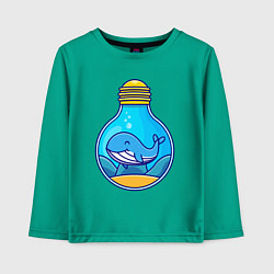 Лонгслив хлопковый детский Синий кит в лампочке, цвет: зеленый