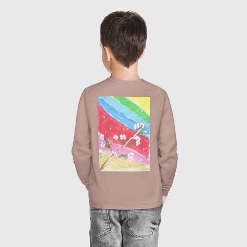 Детский лонгслив Счастливая весна / Пыльно-розовый – фото 4